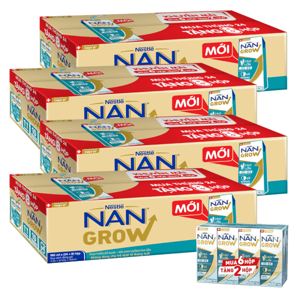 Combo 4 thùng thực phẩm bổ sung Nestlé NANGROW 4 (8x180ml) Mua 6 tặng 2