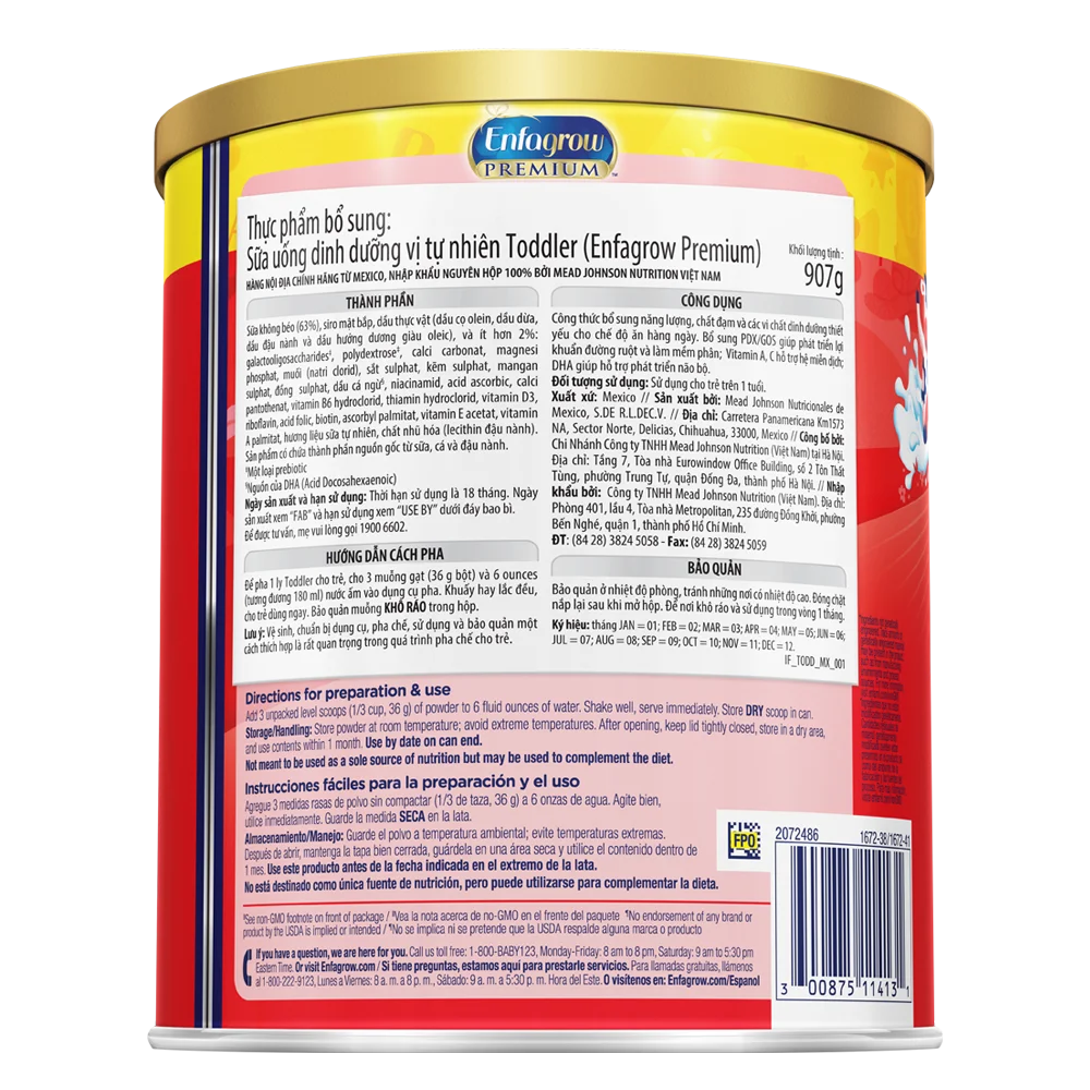 Sữa Enfagrow Premium Toddler Nutritional 907g (từ 1 tuổi)