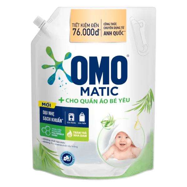Nước Giặt OMO Matic Cho Quần Áo Bé Yêu, Túi 3.6kg