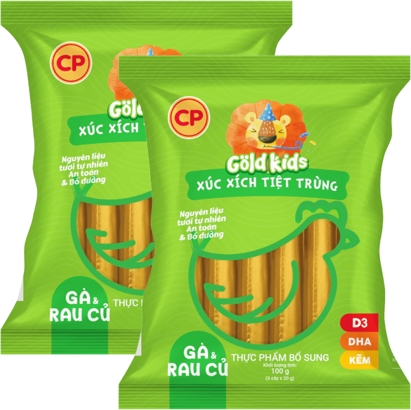 Combo 2 Xúc Xích Tiệt Trùng Goldkids Gà & Rau Củ