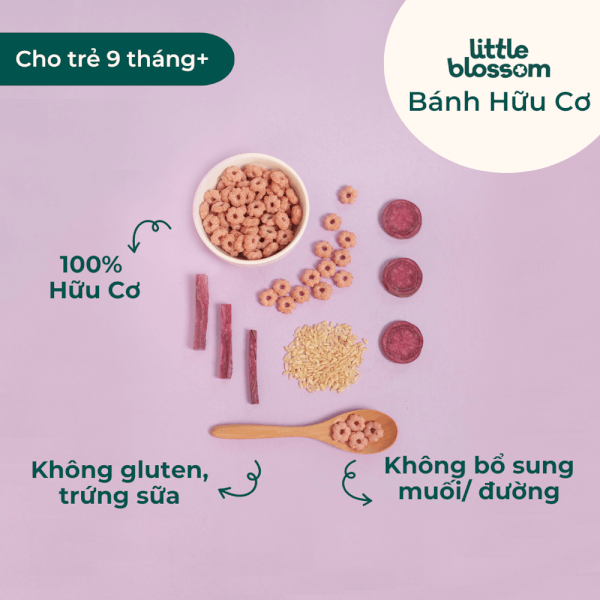 Combo 2 Bánh Puffs Gạo Lứt Hữu Cơ Little Blossom Vị Khoai Lang Tím 40g