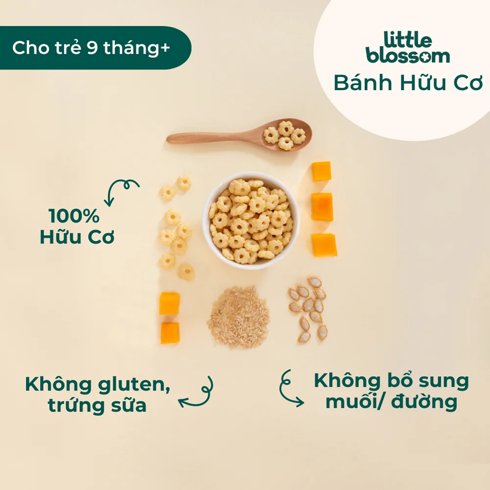 Combo 2 Bánh Puffs Gạo Lứt Hữu Cơ Little Blossom Vị Bí Ngô 40g