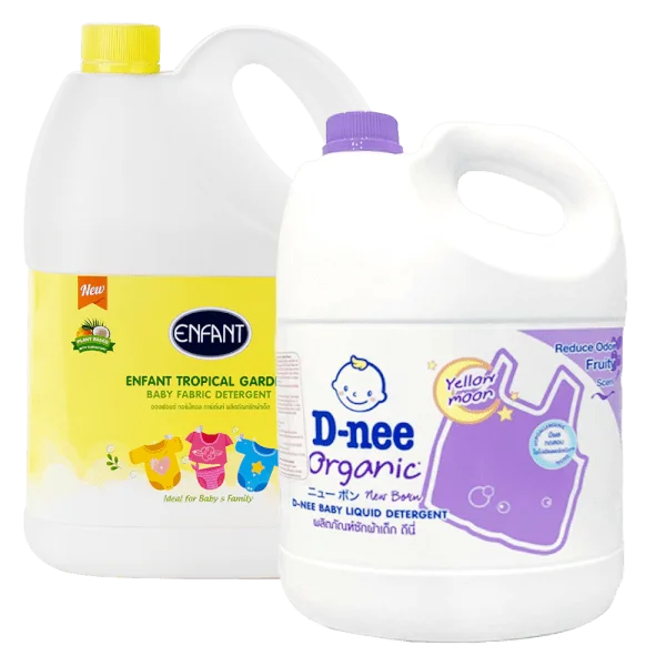 Combo 1 Nước xả Enfant Tropical Garden 3L và 1 Nước giặt quần áo em bé D-nee Tím - Yellow Moon 3L/2.8L