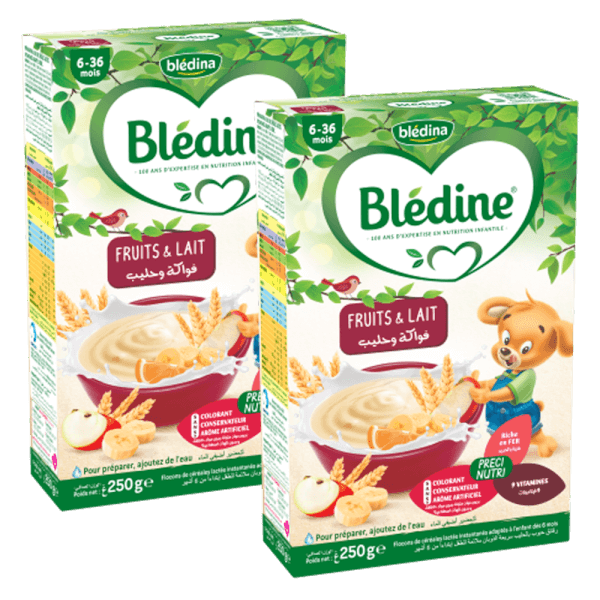 Combo 2 Bột ăn dặm Bledina vị trái cây sữa 250g (cho bé từ 6 tháng tuổi)