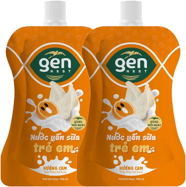Combo 2 Nước yến sữa trẻ em Gennest hương Cam 105ml