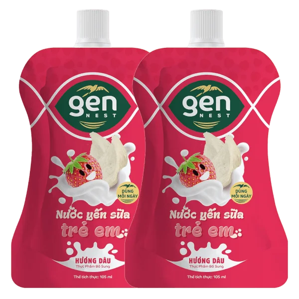Combo 2 Nước yến sữa trẻ em Gennest hương Dâu 105ml