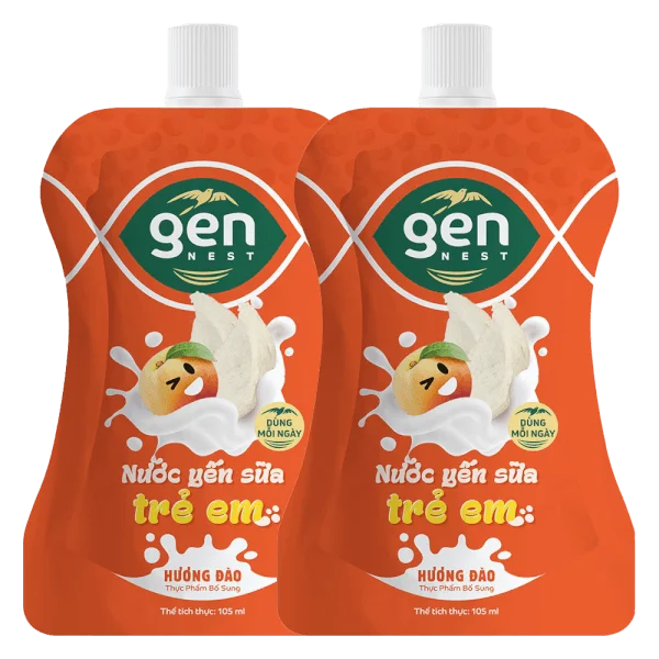 Combo 2 Nước yến sữa trẻ em Gennest hương Đào 105ml