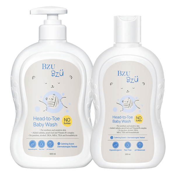 Combo 1 Kem dưỡng da làm mát cho bé Bzu Bzu 200ml và 1 Sữa tắm gội toàn thân cho bé Bzu Bzu 200ml