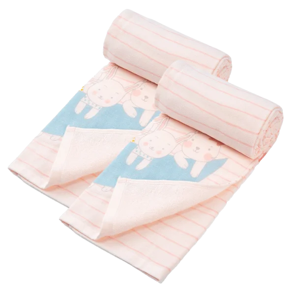 Combo 2 Khăn tắm trẻ em Cotton Thỏ và bạn Animo BM9T (60x120cm,Hồng)