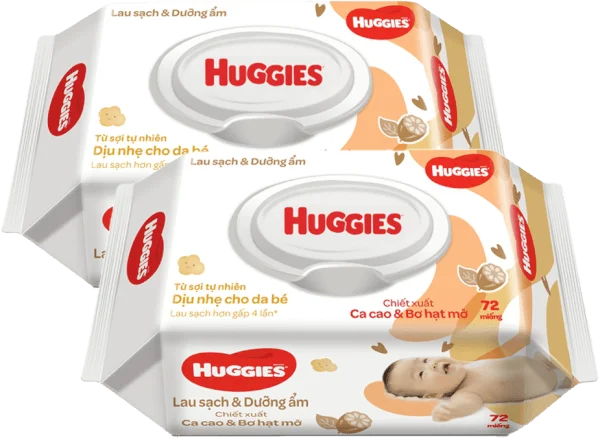 Combo 2 Khăn ướt cao cấp Huggies bơ hạt mỡ 72 Miếng