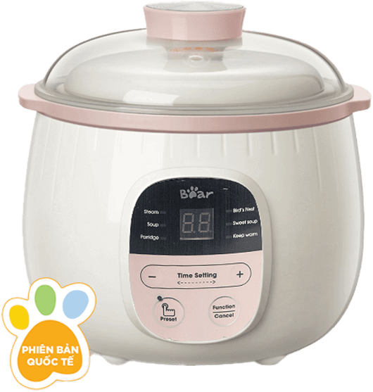 Nồi nấu chậm Bear 0,8L (Hồng, SUBE001, Vi)