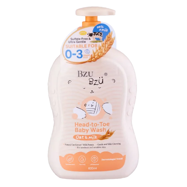 Sữa tắm gội toàn thân Bzu Bzu 600ml (Yến mạch và Sữa)