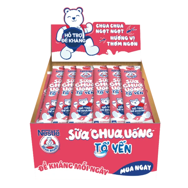 Thực phẩm bổ sung Sữa chua uống Nestle Gấu vị dâu, thùng 28 gói 75ml
