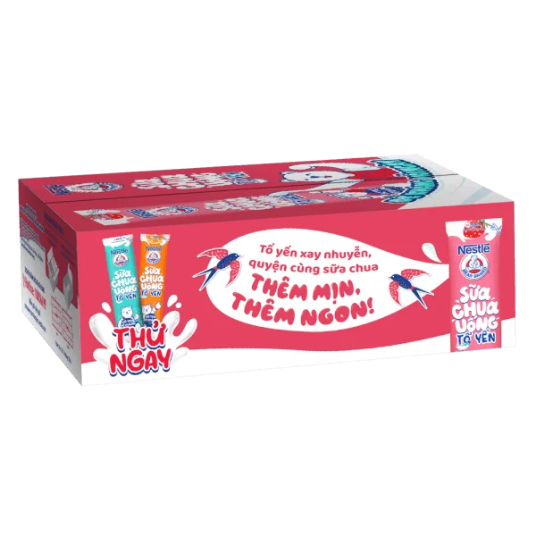 Thực phẩm bổ sung Sữa chua uống Nestle Gấu vị dâu, thùng 28 gói 75ml