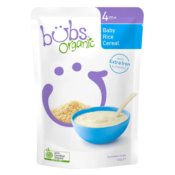 Bột ăn dặm Bubs Organic Baby Rice Cereal