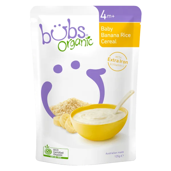 Bột ăn dặm Bubs Organic Baby Banana Rice Cereal