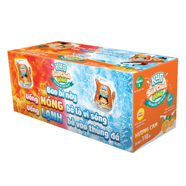 Thùng sữa chua uống KUN hương Cam 110ml - 24 túi