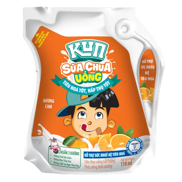 Thùng sữa chua uống KUN hương Cam 110ml - 24 túi