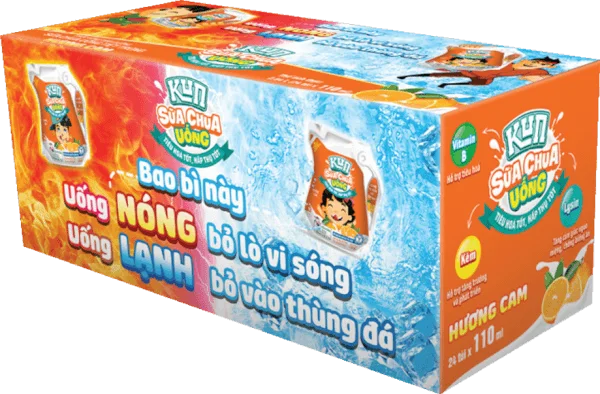 Thùng sữa chua uống KUN hương Cam 110ml - 24 túi