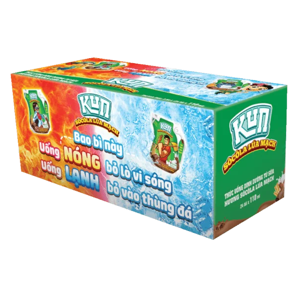 Thùng sữa uống KUN Socola Lúa Mạch 110ml - 24 túi