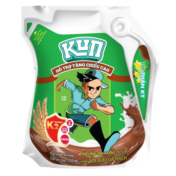 Thùng sữa uống KUN Socola Lúa Mạch 110ml - 24 túi