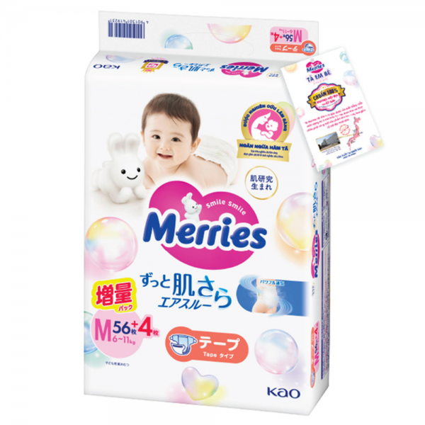 Tã quần Merries nội địa (M, 6-11kg, 52 + 6 miếng)