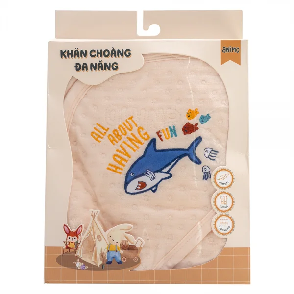 Khăn choàng ủ đa năng 2 trong 1 hình Cá heo Animo T2311_LN001 (80x100cm, Kem)