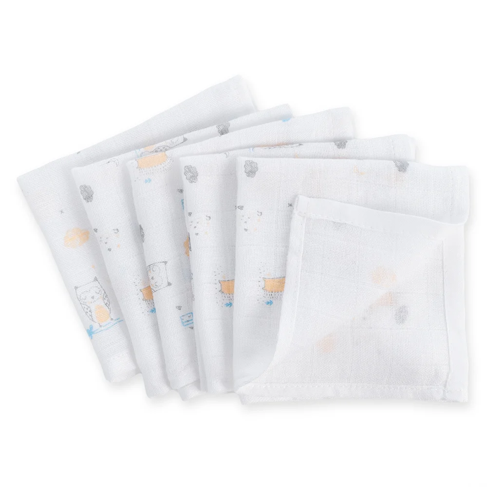 Khăn gạc sợi tre in hình Cú mèo và Nhím Animo HM9X (25x25cm,5 cái)