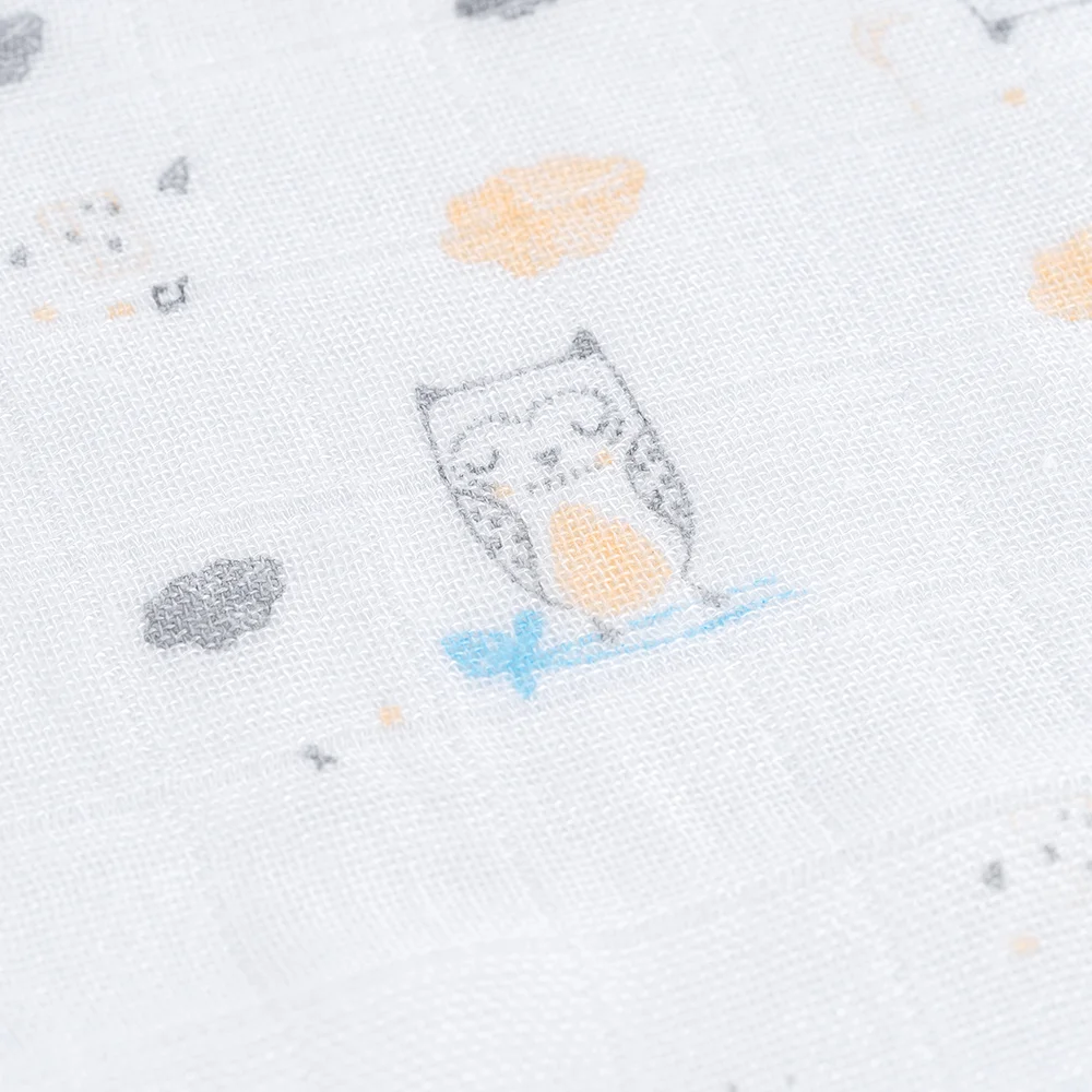 Khăn gạc sợi tre in hình Cú mèo và Nhím Animo HM9X (25x25cm,5 cái)