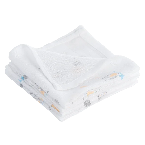 Khăn gạc sợi tre in hình Cú mèo và Nhím Animo HM9X (25x25cm,5 cái)