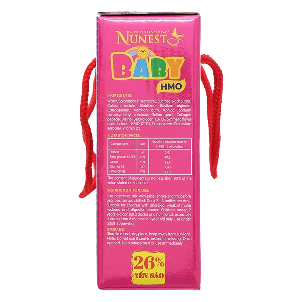 Lốc nước Yến Nunest Kid Baby 26% yến - bổ sung HMO - Lốc 8 lọ (KM 6+2)