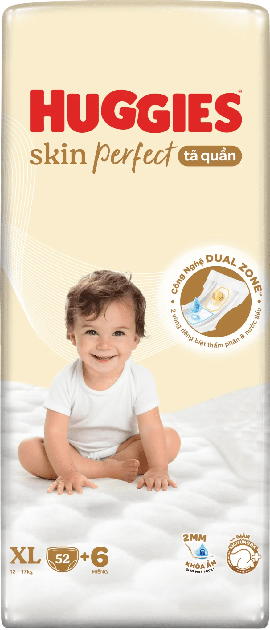 Tã quần Huggies SkinPerfect Pants (XL, 12-17kg, 52+6 miếng) (giao bao bì ngẫu nhiên)