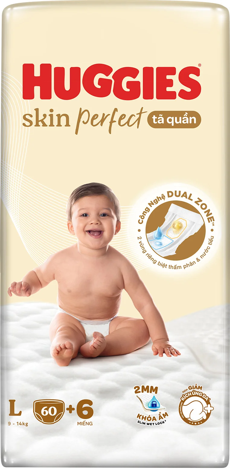 Tã quần Huggies SkinPerfect Pants (L, 9-14kg, 60+6 miếng) (giao bao bì ngẫu nhiên)
