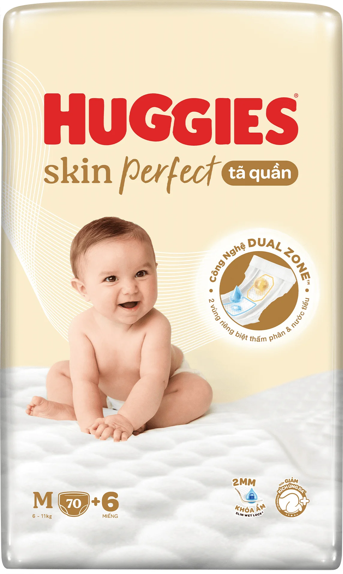 Tã quần Huggies SkinPerfect Pants (M, 6-11kg, 70+6 miếng) (giao bao bì ngẫu nhiên)