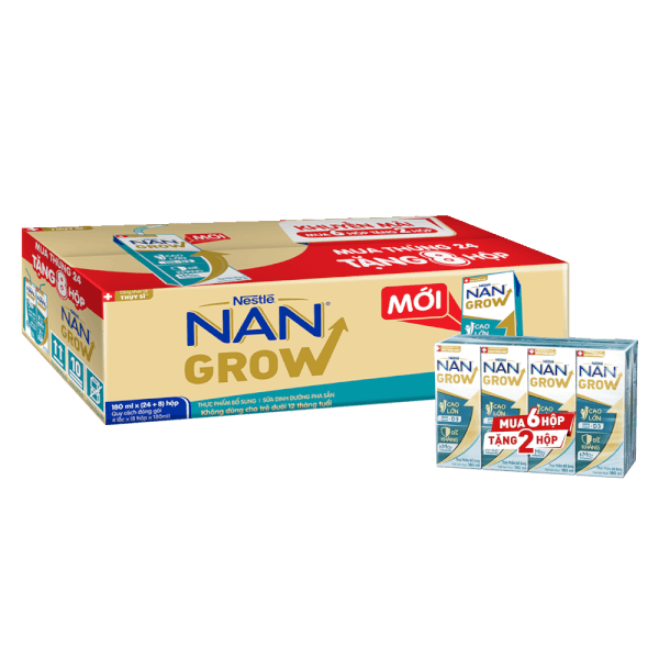 Thùng thực phẩm bổ sung Nestlé NANGROW 4 (8x180ml) Mua 6 tặng 2