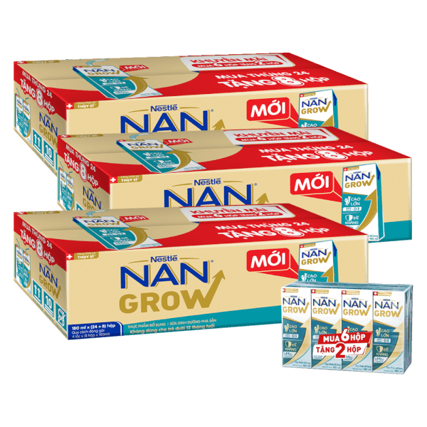 Combo 3 Thùng Thực phẩm bổ sung Nestlé NANGROW 4(8x180ml) Mua 6 tặng 2