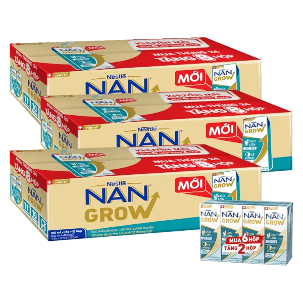 Combo 3 Thùng Thực phẩm bổ sung Nestlé NANGROW 4(8x180ml) Mua 6 tặng 2