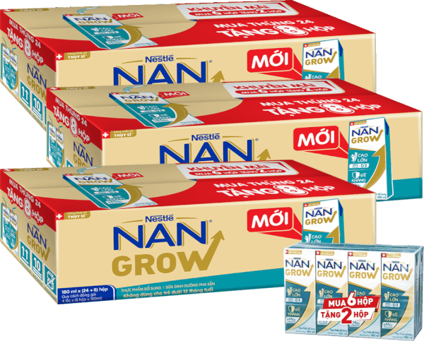 Combo 3 Thùng Thực phẩm bổ sung Nestlé NANGROW 4(8x180ml) Mua 6 tặng 2