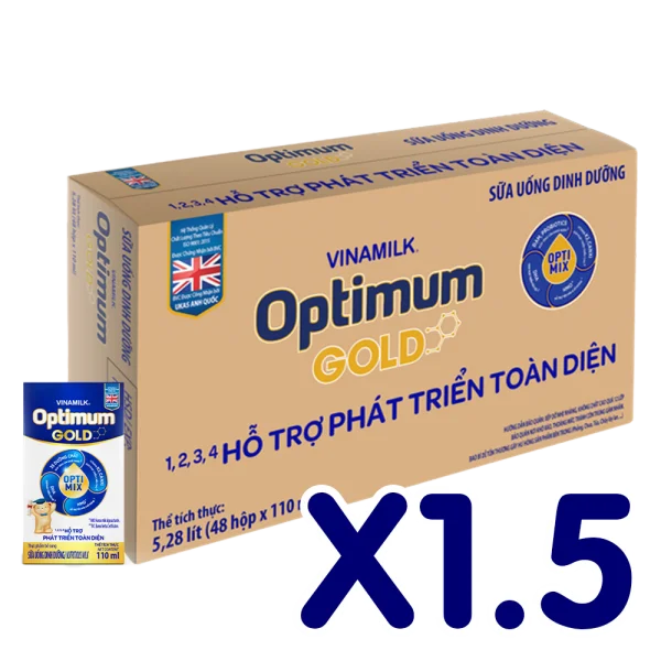 Combo 1.5 Thùng Sữa uống dinh dưỡng Optimum Gold 110ml (Lốc 4 hộp)