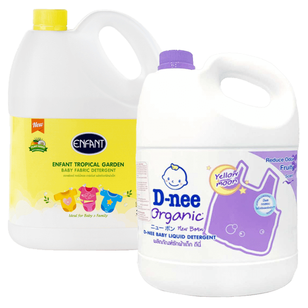 Combo 1 Nước giặt Enfant Tropical Garden 3L và 1 Nước giặt quần áo em bé D-nee Tím - Yellow Moon 3L/2.8L
