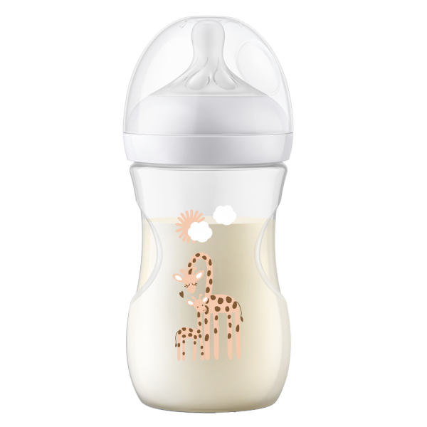 Bình sữa Philips Avent mô phỏng tự nhiên họa tiết Hươu cao cổ 260ml (SCY903/66, 1M+)