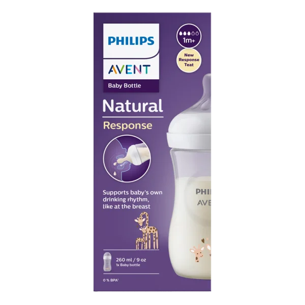 Bình sữa Philips Avent mô phỏng tự nhiên họa tiết Hươu cao cổ 260ml (SCY903/66, 1M+)
