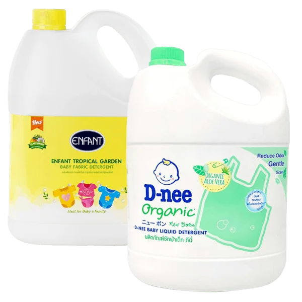 Combo 1 Nước giặt Enfant Tropical Garden 3L và 1 Nước giặt quần áo em bé D-Nee Organic Xanh lá chai 3L