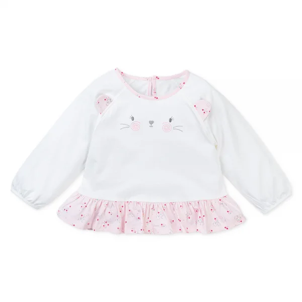 Bộ bé gái dài BST Gấu và hoa Animo BH0424003 (6M-6Y,Trắng)