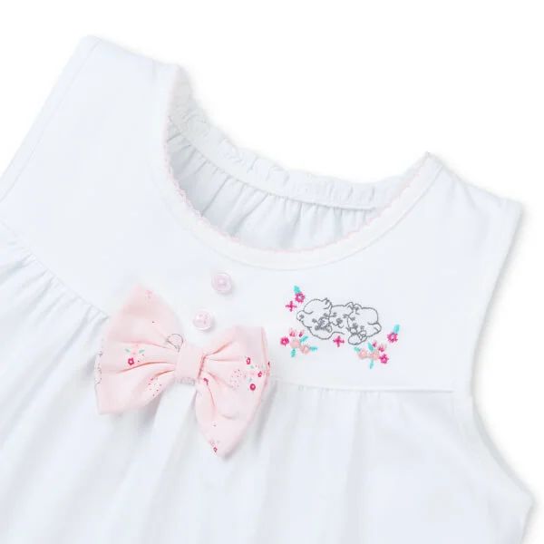 Bộ bé gái ngắn BST Gấu và hoa Animo BH0424001(6M-6Y,Trắng)