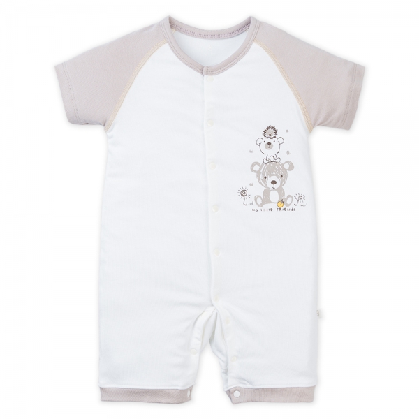 Set 2 Bodysuit kháng khuẩn đùi Gấu nhỏ Animo VD1023008 (0-12M,Trắng)