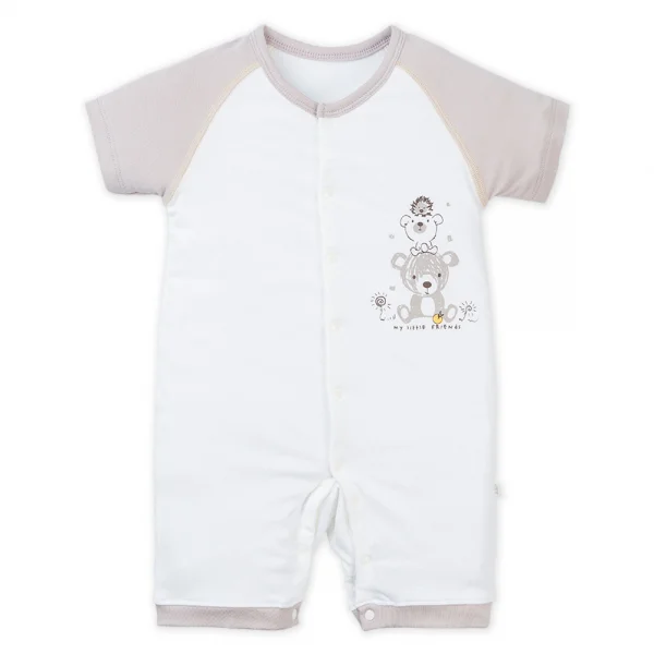 Set 2 Bodysuit kháng khuẩn đùi Gấu nhỏ Animo VD1023008 (0-12M,Trắng)