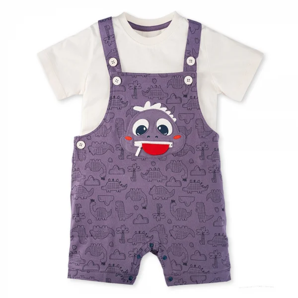 Bộ yếm bé trai ngắn Dino Animo HN0524001 (9M-4Y,Kem phối tím)