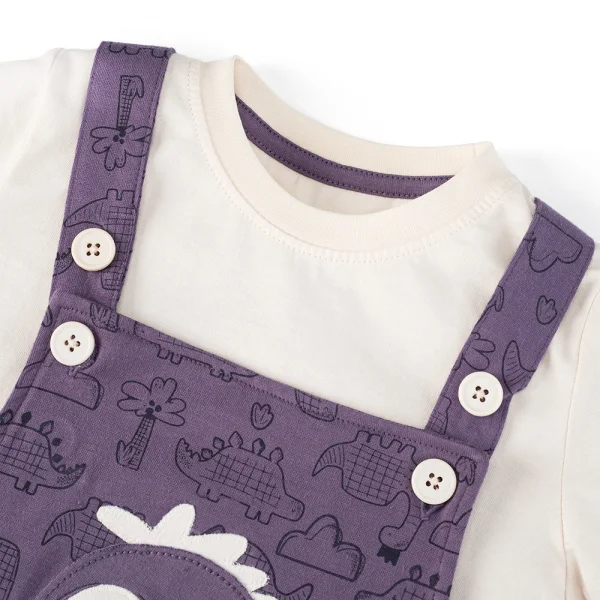 Bộ yếm bé trai ngắn Dino Animo HN0524001 (9M-4Y,Kem phối tím)