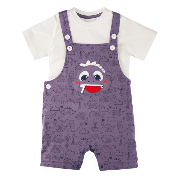 Bộ yếm bé trai ngắn Dino Animo HN0524001 (9M-4Y,Kem phối tím)